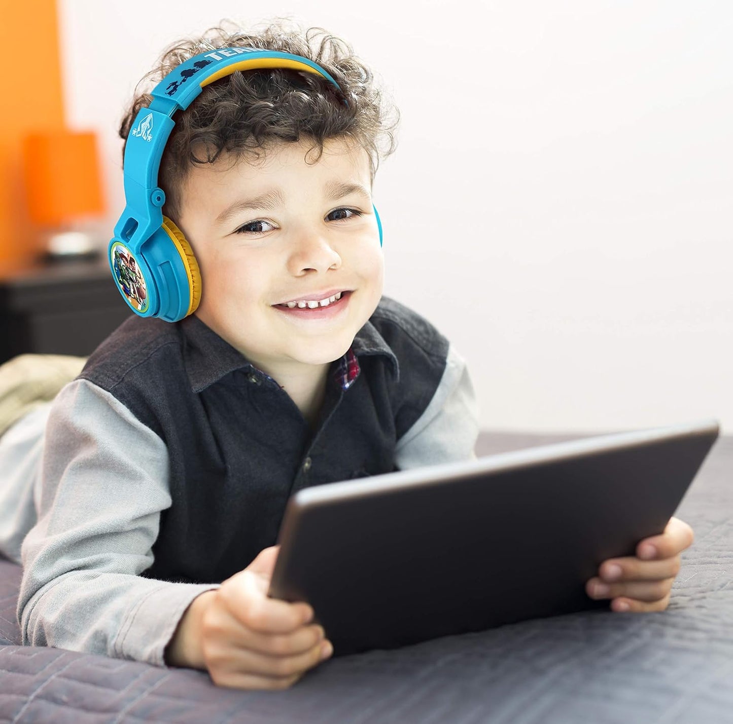 Toy Story 4 Kids Bluetooth Headphones, Wireless Headphones with Microphone Includes Aux Cord, Volume Reduced Kids Foldable Headphones for School, Home, or Travel