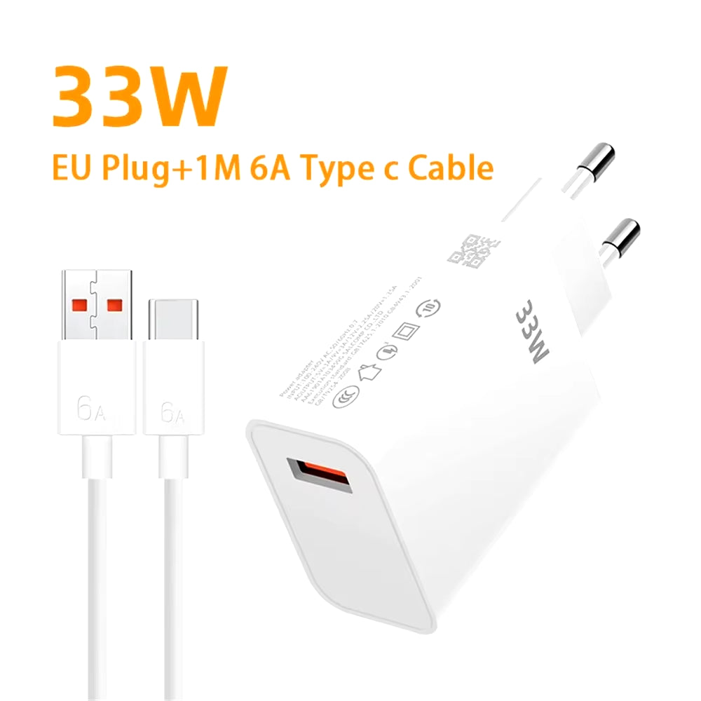 Original Xiaomi Charger 33W Fast Turbo Charge 6A Type C Cable for Mi 10T POCO X3 NFC X4 Redmi K30 K40 Note 9 10 11 Pro